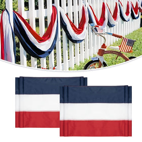 LinaGarten patriotic bunting 2x20ft draped on a porch for outdoor celebration.