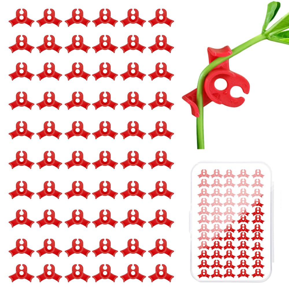 Linastu red 60-pack plant training clips offer precise stem shaping and sturdy support.