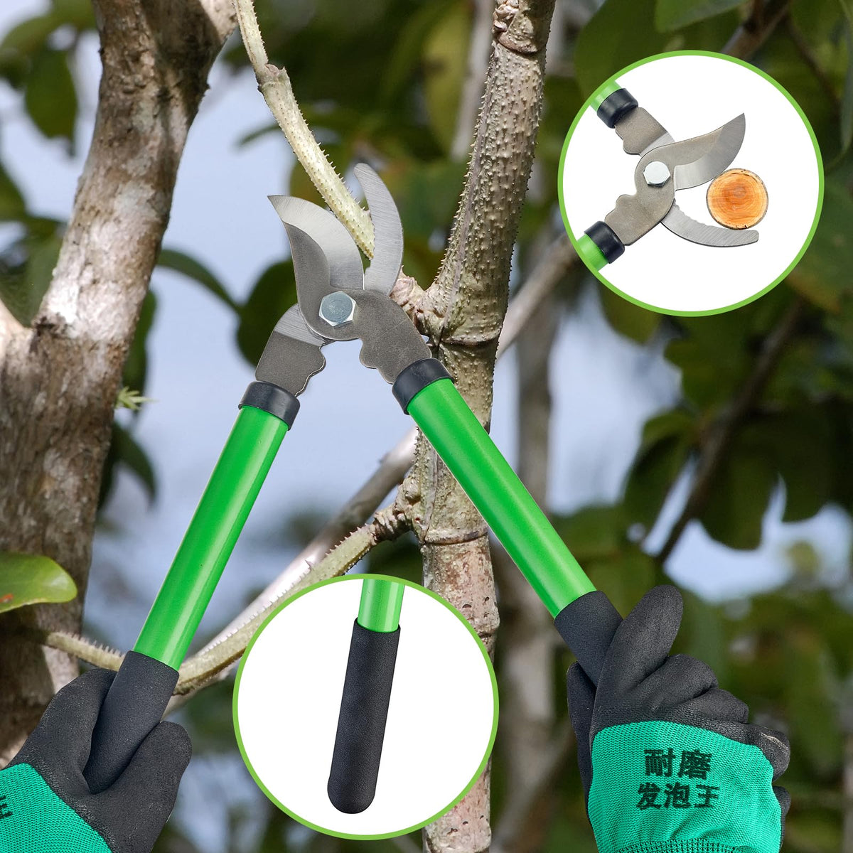Ergonomic grip on Linatikou pruning shears reduces fatigue