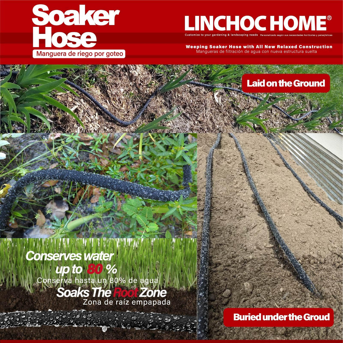 LINCHOC HOME flexible hose lies flat and resists kinks for easy layout