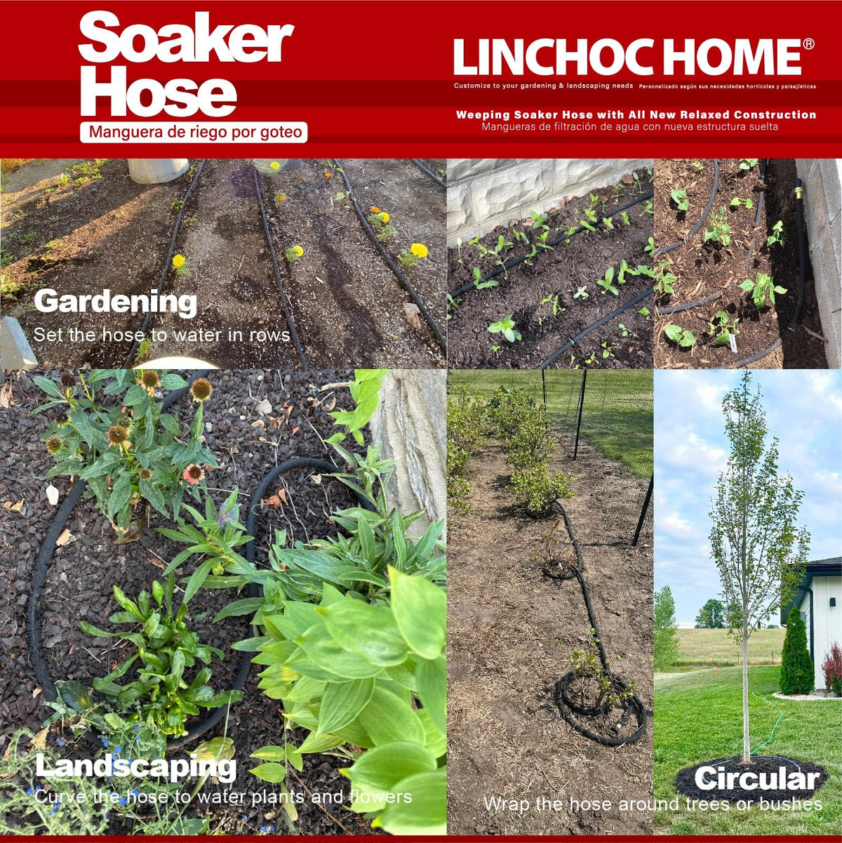 LINCHOC HOME hose demonstrates kink-resistant design for smooth watering around corners.