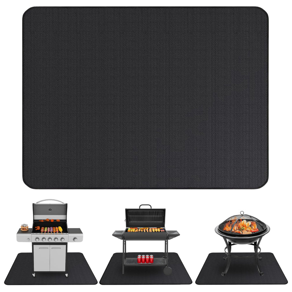 Linda's Essentials under grill mat offers 60x40 coverage to protect decks during grilling.