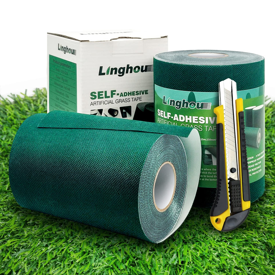 Linghou seam tape 6-inch roll enables clean turf joins for a seamless lawn.