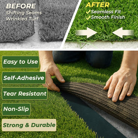Linghou turf tape applied on concrete floor showing strong adhesion.