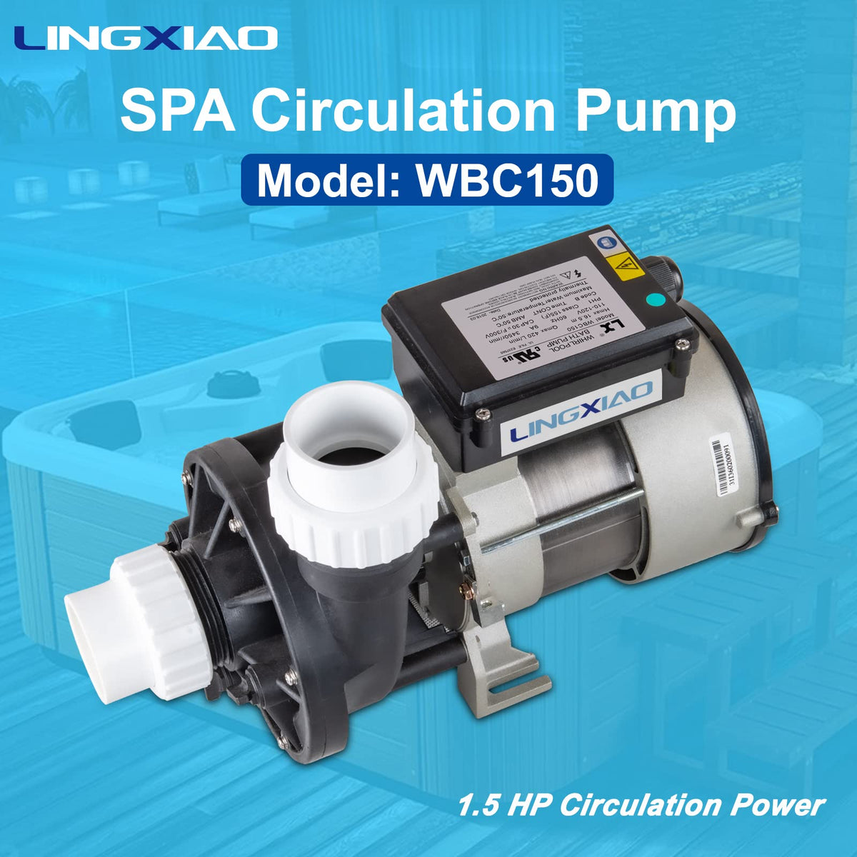 LINGXIAO WBC150 pump port connection for 1.5-inch plumbing ensures easy installation