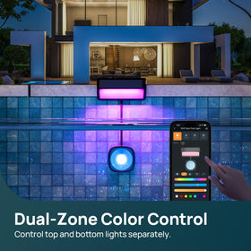 Linkind dual-zone pool light shows top and bottom color separation for dynamic effects.