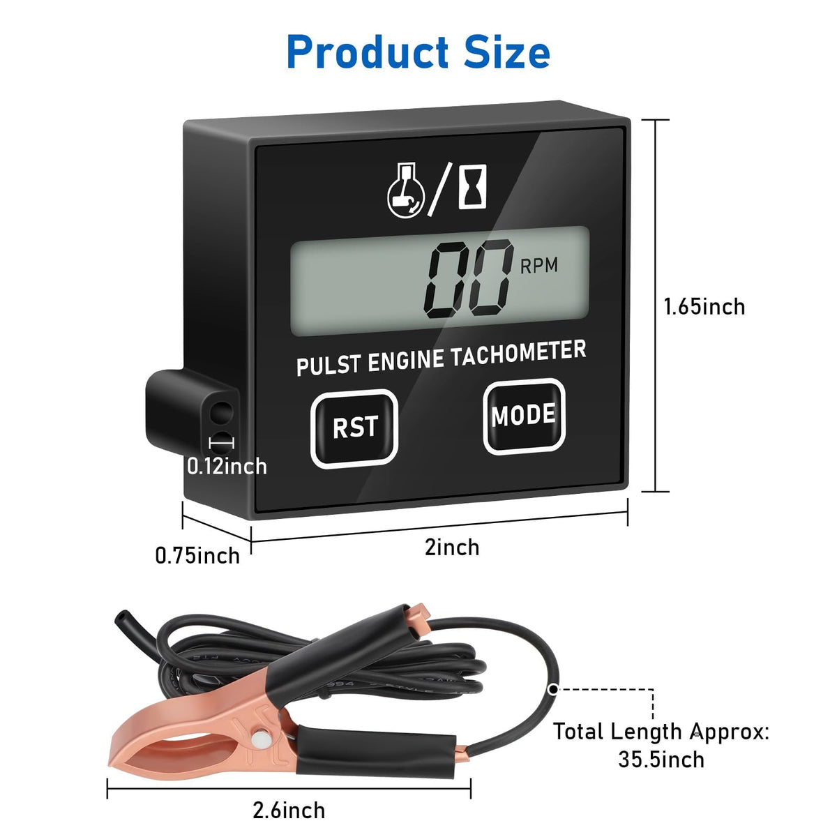Linkstyle tachometer clip-on attachment enables quick setup without tools.