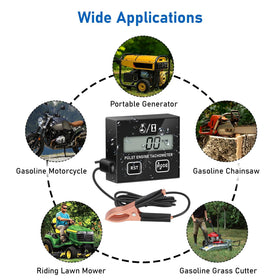 Linkstyle tachometer compatible with generators, lawn mowers, and other small engines.