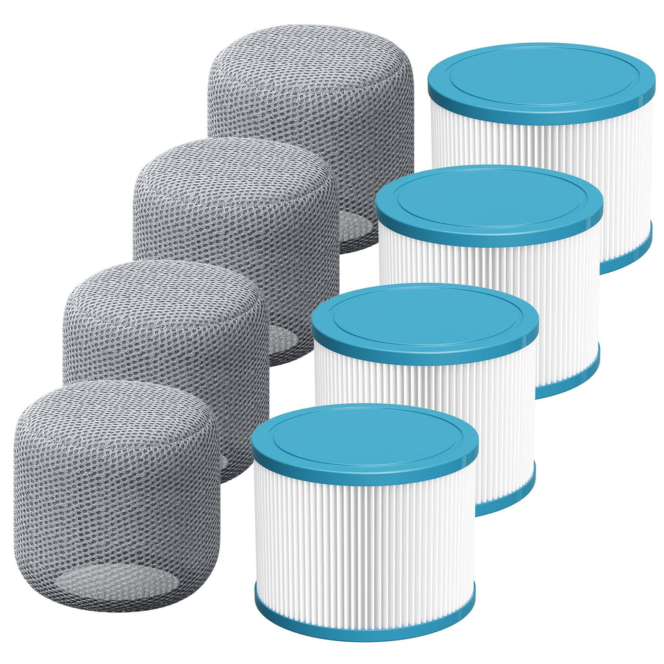 LINNIW spa filter kit unboxing shows four filters for easy maintenance.