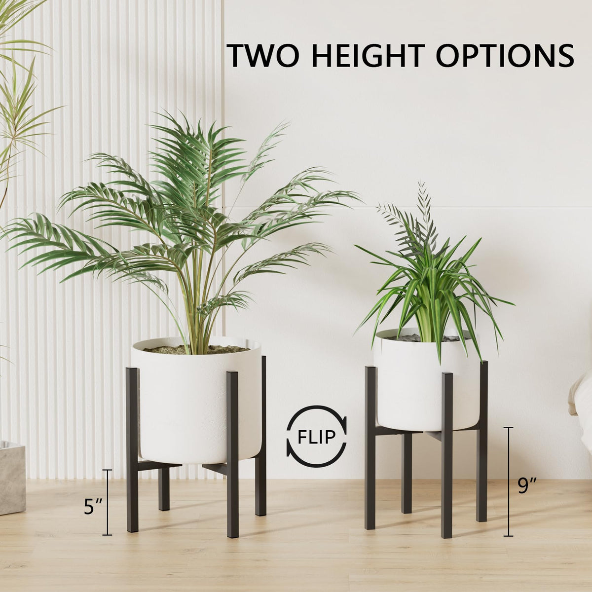 Linpla plant stand with tray provides stable support for heavy pots.