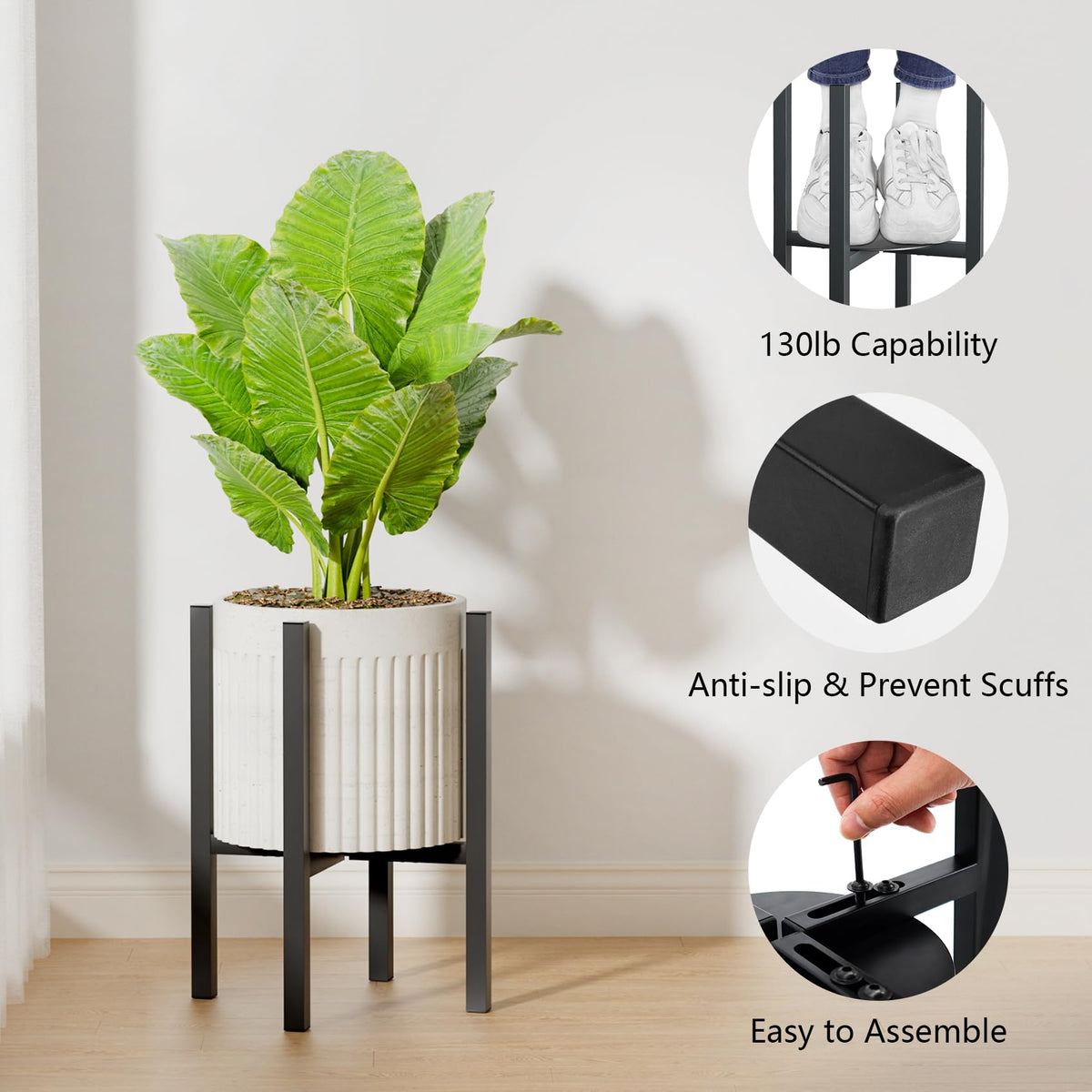 Linpla sturdy steel construction offers durable, weather-resistant support.