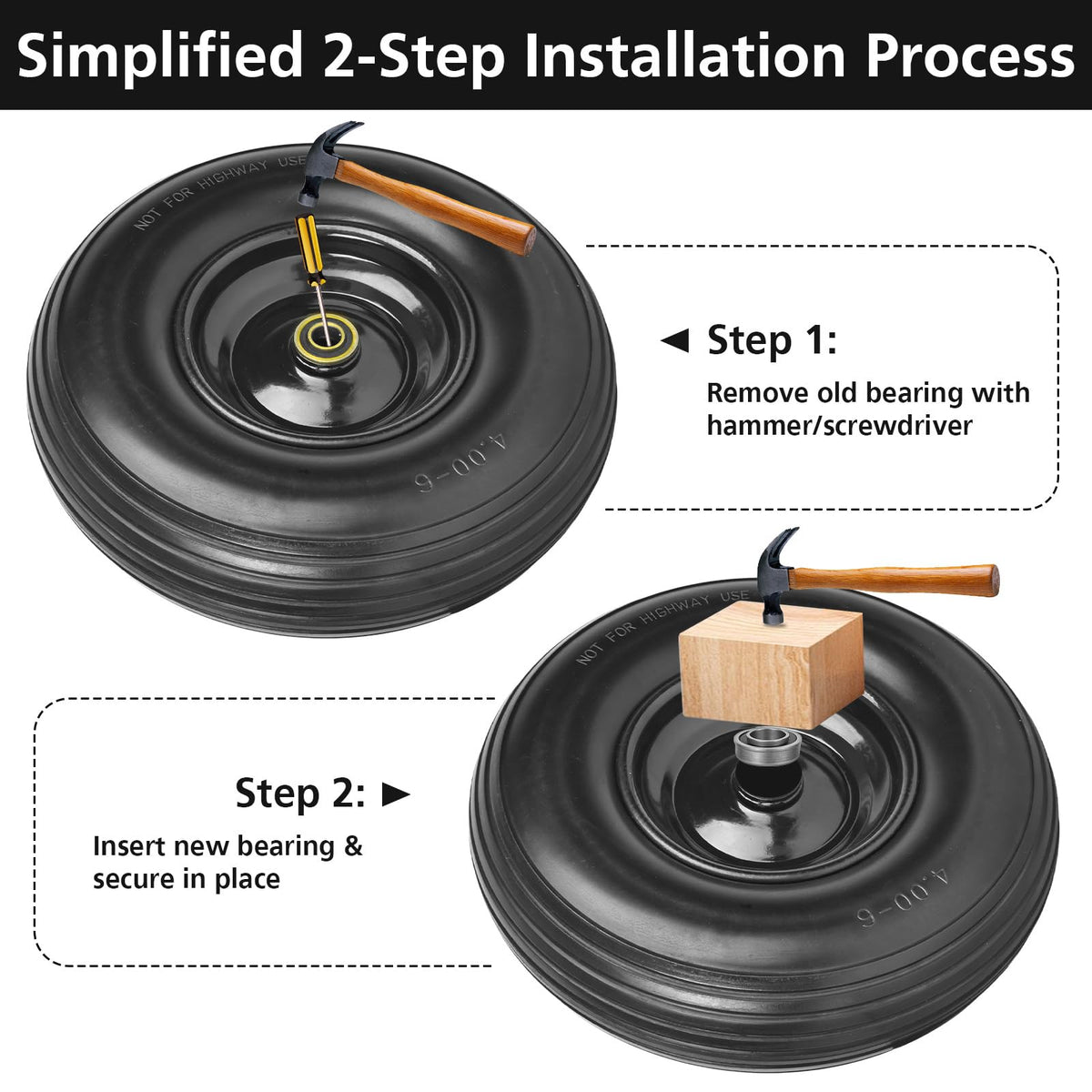 Linpuco rugged terrain traction on grass and gravel with solid tire.