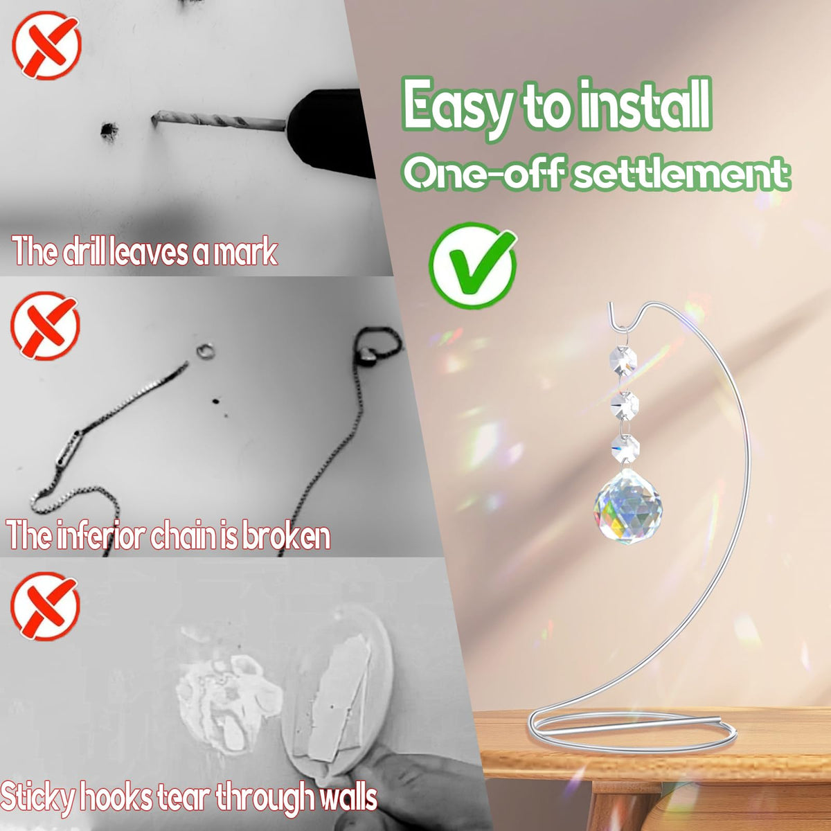 LinyAlmY sun catcher with beads enhances memorial decor with subtle sparkle.