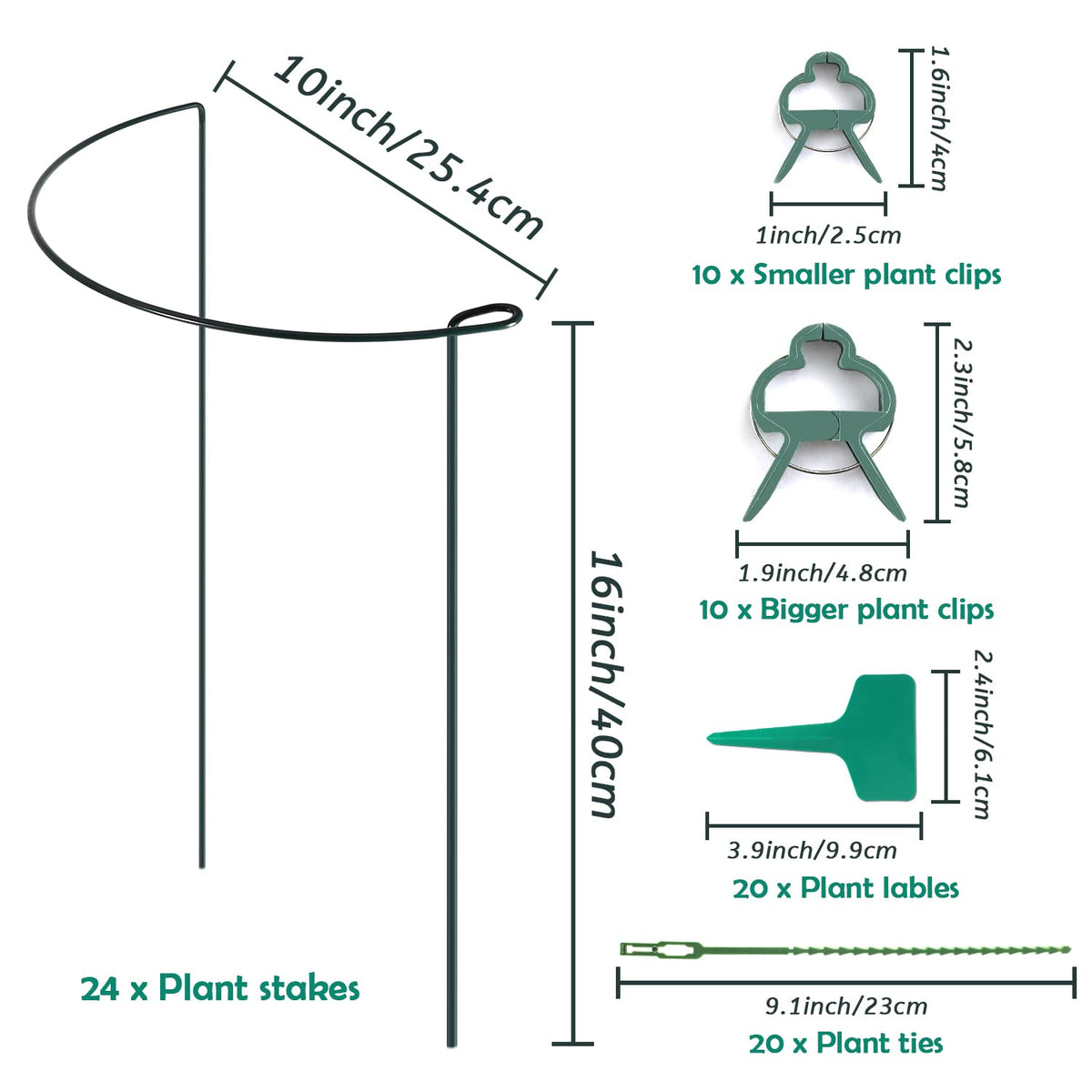 Linyona green plant support ring blends with foliage for discreet support.