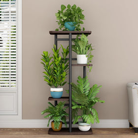LINZINAR indoor plant shelf helps organize a balcony garden with style.