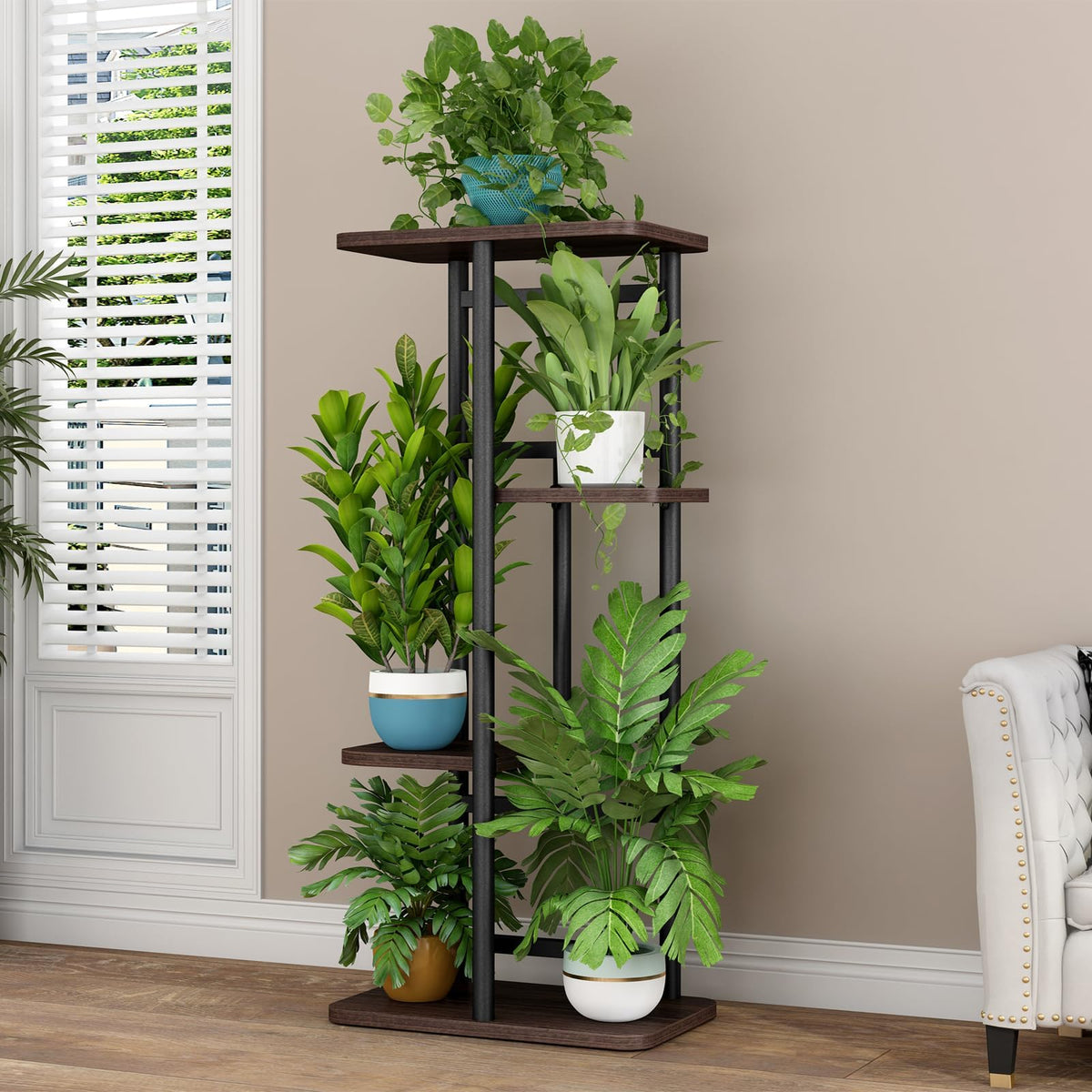 LINZINAR iron and MDF construction offers sturdy, rust-resistant support.
