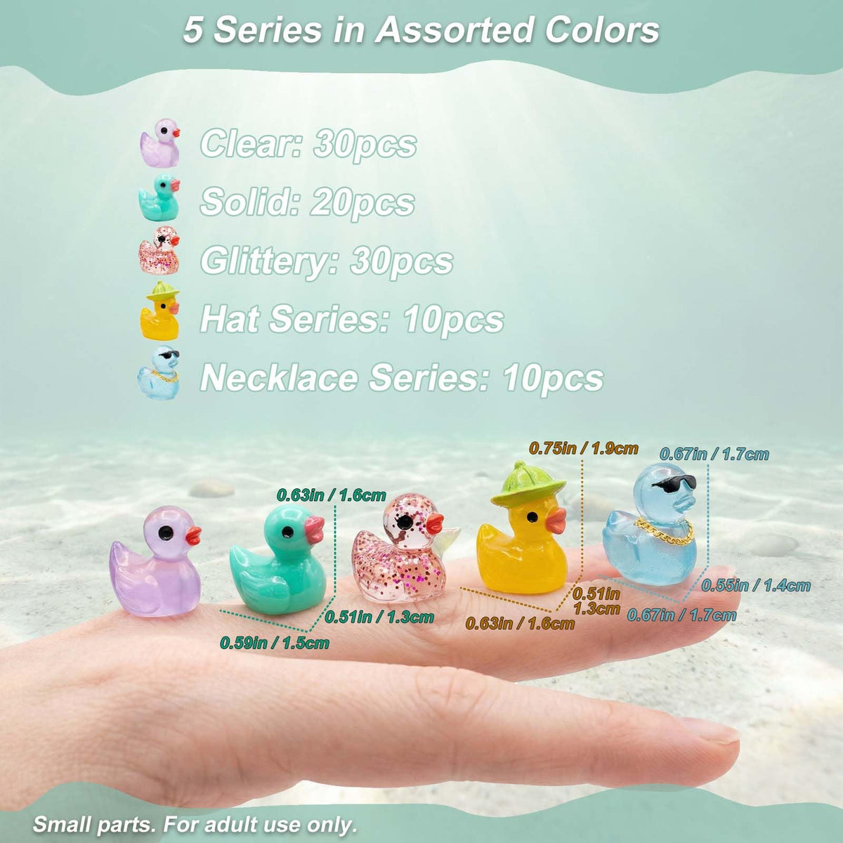 LionWell mini resin ducks with glitter finish spark tiny scenes.