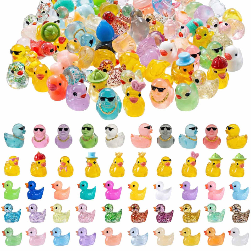 LionWell mini resin ducks glow in the dark, ideal nighttime decor.