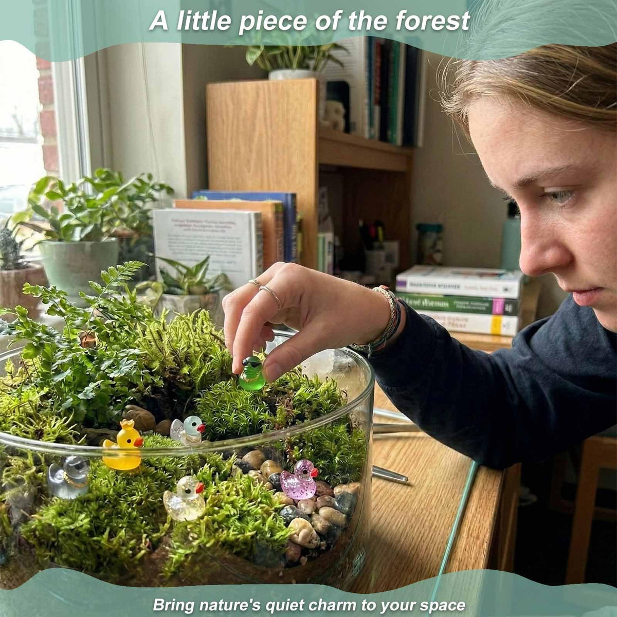 LionWell mini resin ducks for moss terrariums enhance tiny garden scenes.