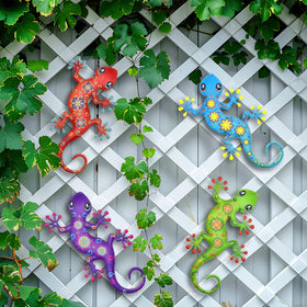 Liosecgar gecko wall art set suits indoor and outdoor decorating themes.