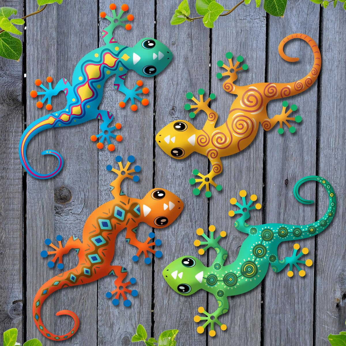 Liosecgar metal gecko garden wall decor with lifelike lizard design for outdoor charm