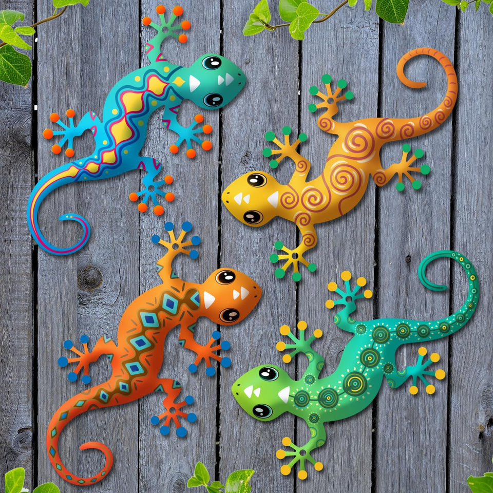 Liosecgar metal gecko garden wall decor with lifelike lizard design for outdoor charm