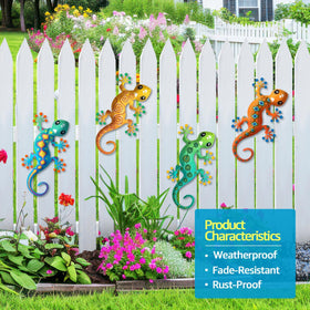 Liosecgar gecko porch wall art mounted on fence adds whimsical exterior display