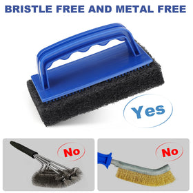 LIOUXUE bristle-free scouring pad close-up for cast iron care