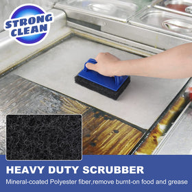 LIOUXUE heavy-duty griddle scrubber removes burnt-on residue on grills