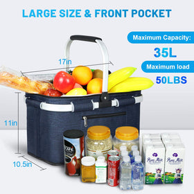 LIQING 35L picnic basket folded-compact design saves space for storage.