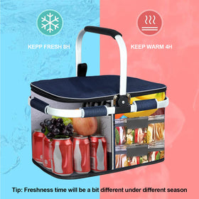 LIQING 35L picnic basket interior fits a 10-inch pizza for gatherings.