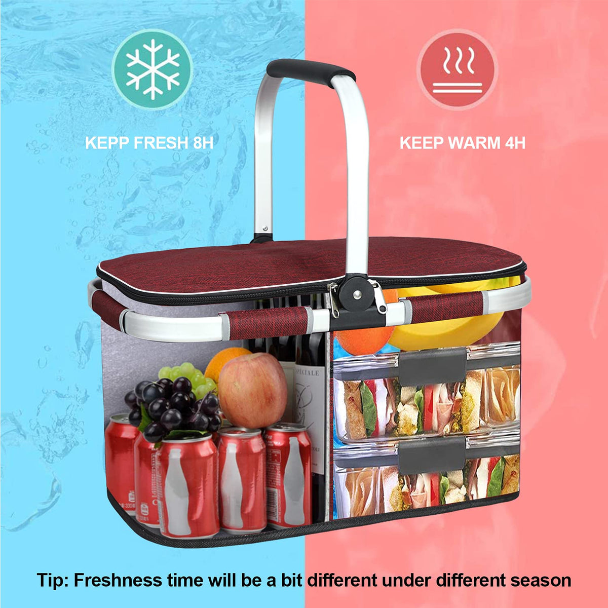 LIQING large capacity 35L holds food and drinks for gatherings.