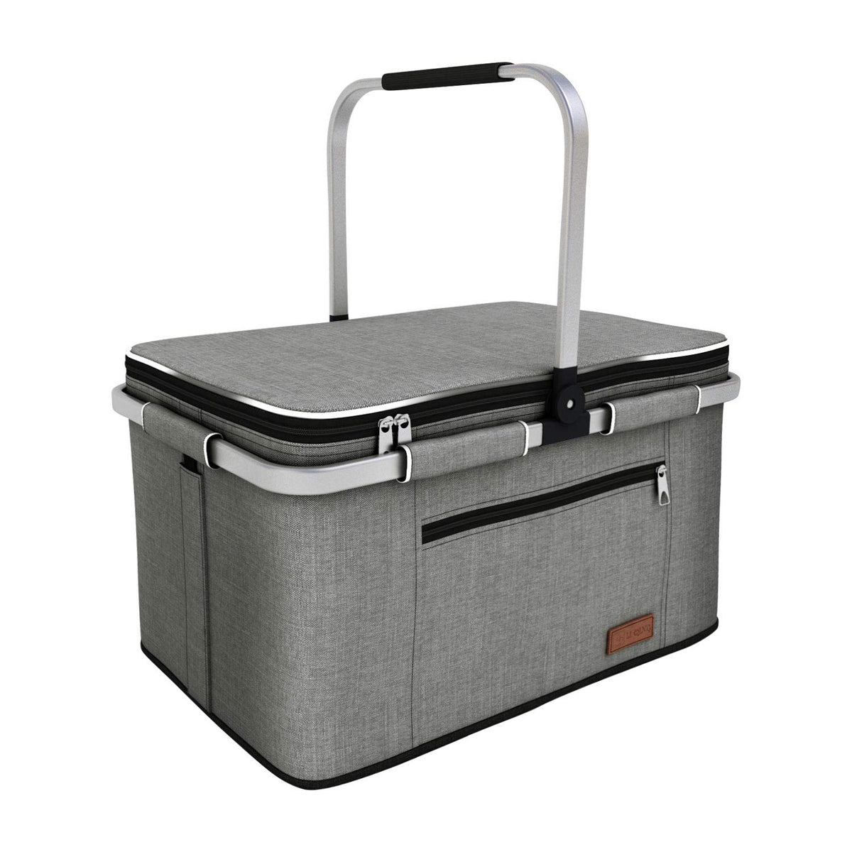 LIQING 35L picnic basket exterior shows upright stability for outdoor use.