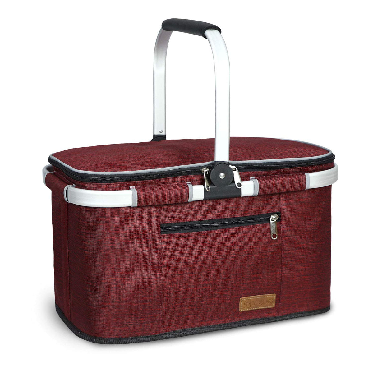 LIQING 35L picnic basket exterior structure with reinforced support for stable carrying.