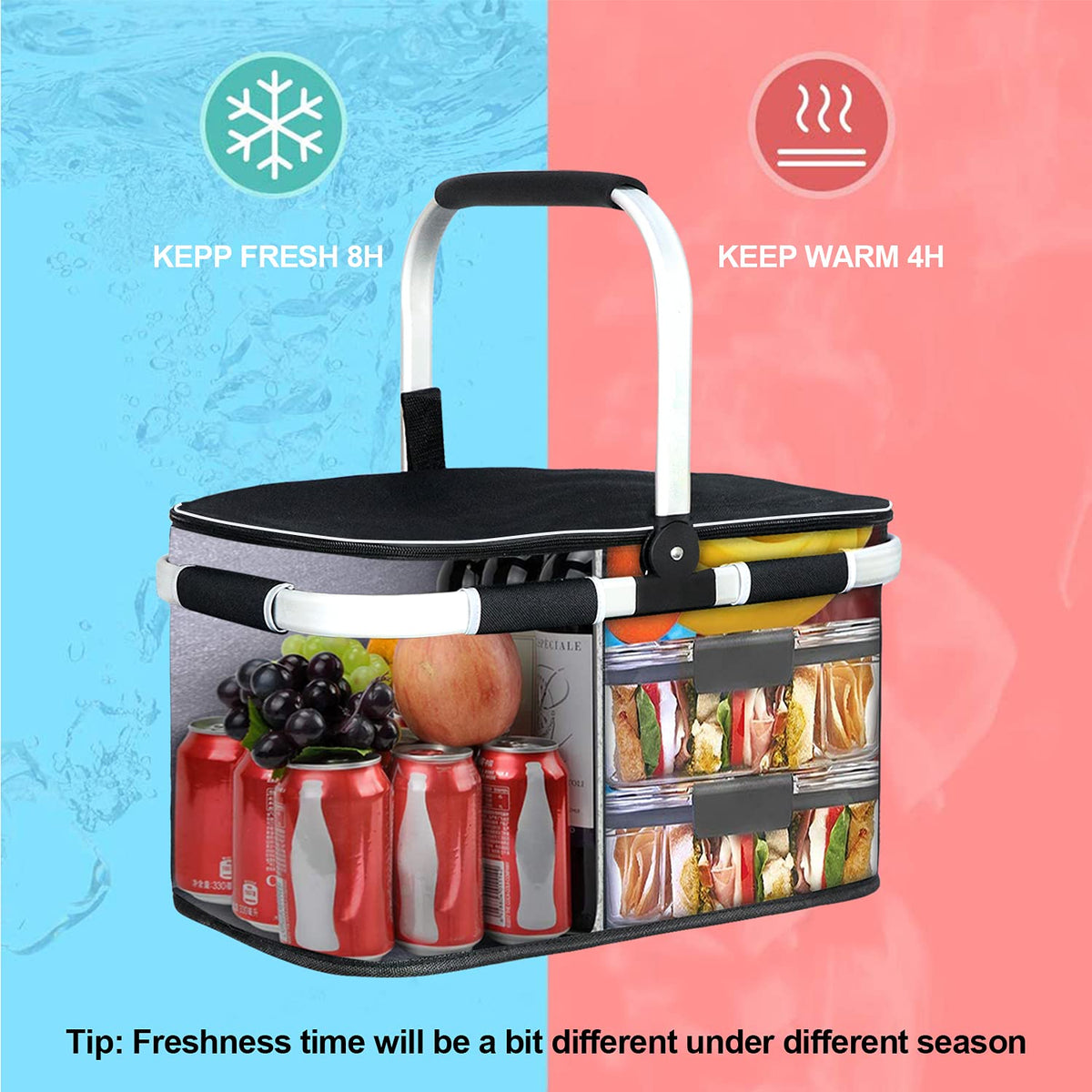 LIQING 35L picnic basket reinforced base ensures long-lasting use.
