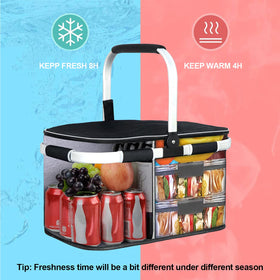 LIQING 35L picnic basket reinforced base ensures long-lasting use.