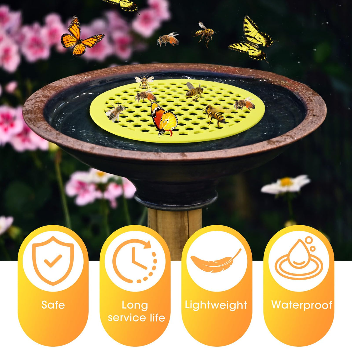 Liqqlex hexagonal compartments provide shallow water access for bees.