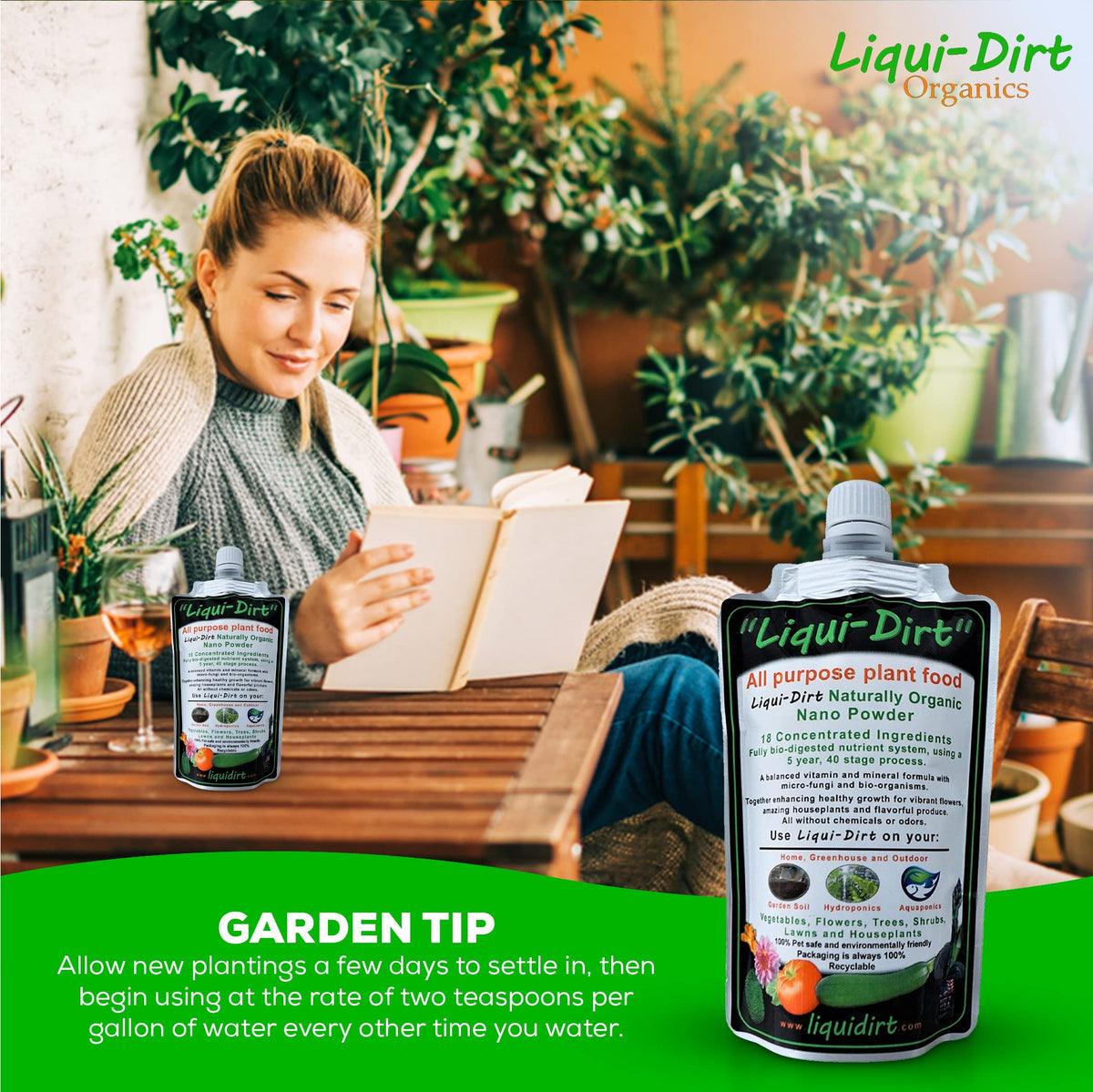 Liqui-Dirt for garden vegetables and herbs in home beds