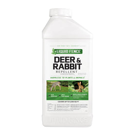Liquid Fence 40oz bottle of deer and rabbit repellent provides year-round garden protection.