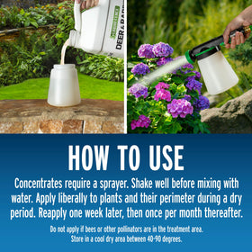 Liquid Fence deer-rabbit-repellent-concentrate-liquid-formula indicates immediate action on contact.