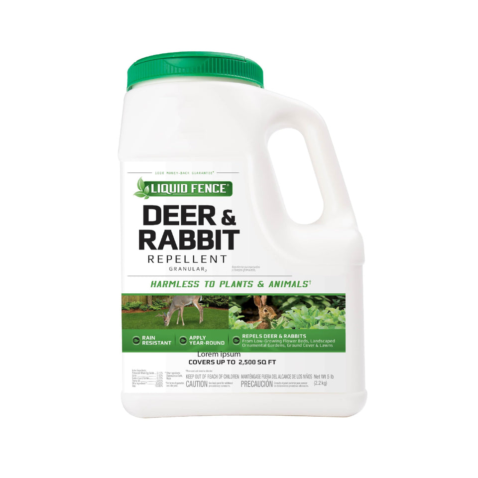 Liquid Fence deer and rabbit repellent granular 5lb bag protects garden beds