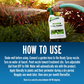 Liquid Fence concentrate bottle for year-round outdoor use on garden beds.