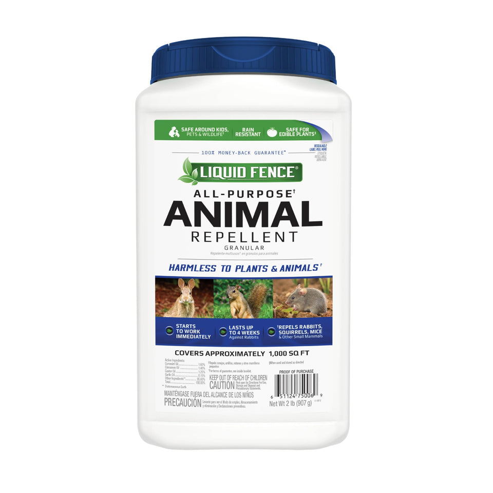 Liquid Fence granules spread around yard create an invisible barrier for plants.