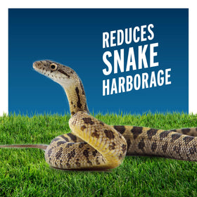 Liquid Fence snake repellent granules spread in garden to form a barrier.
