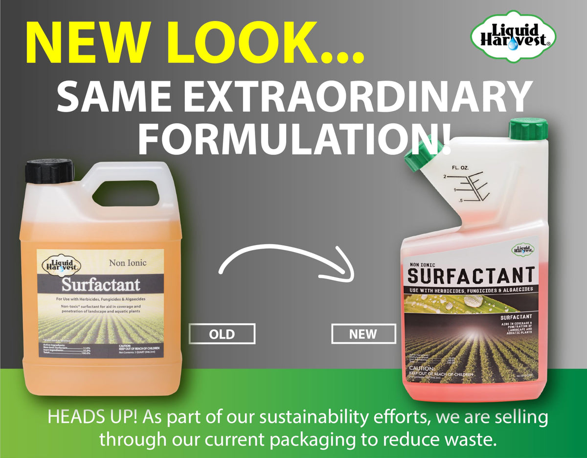 Liquid Harvest concentrated surfactant even-coverage demonstrates uniform herbicide spread on foliage