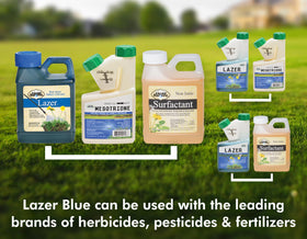 Liquid Harvest Lazer Blue cleanup-note highlights stain removal with gentle bleach after use