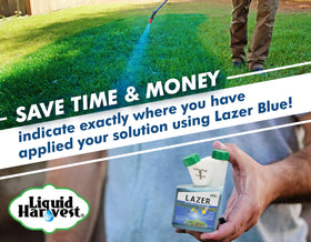 Liquid Harvest Lazer Blue marker-shot provides a visible cue to prevent spray drift