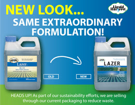 Liquid Harvest Lazer Blue mix guide assists accurate dilution with water-based products.