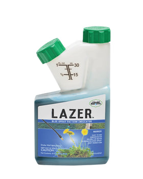 Liquid Harvest Lazer Blue spray-pattern-indicator shows coverage for precise turf treatments