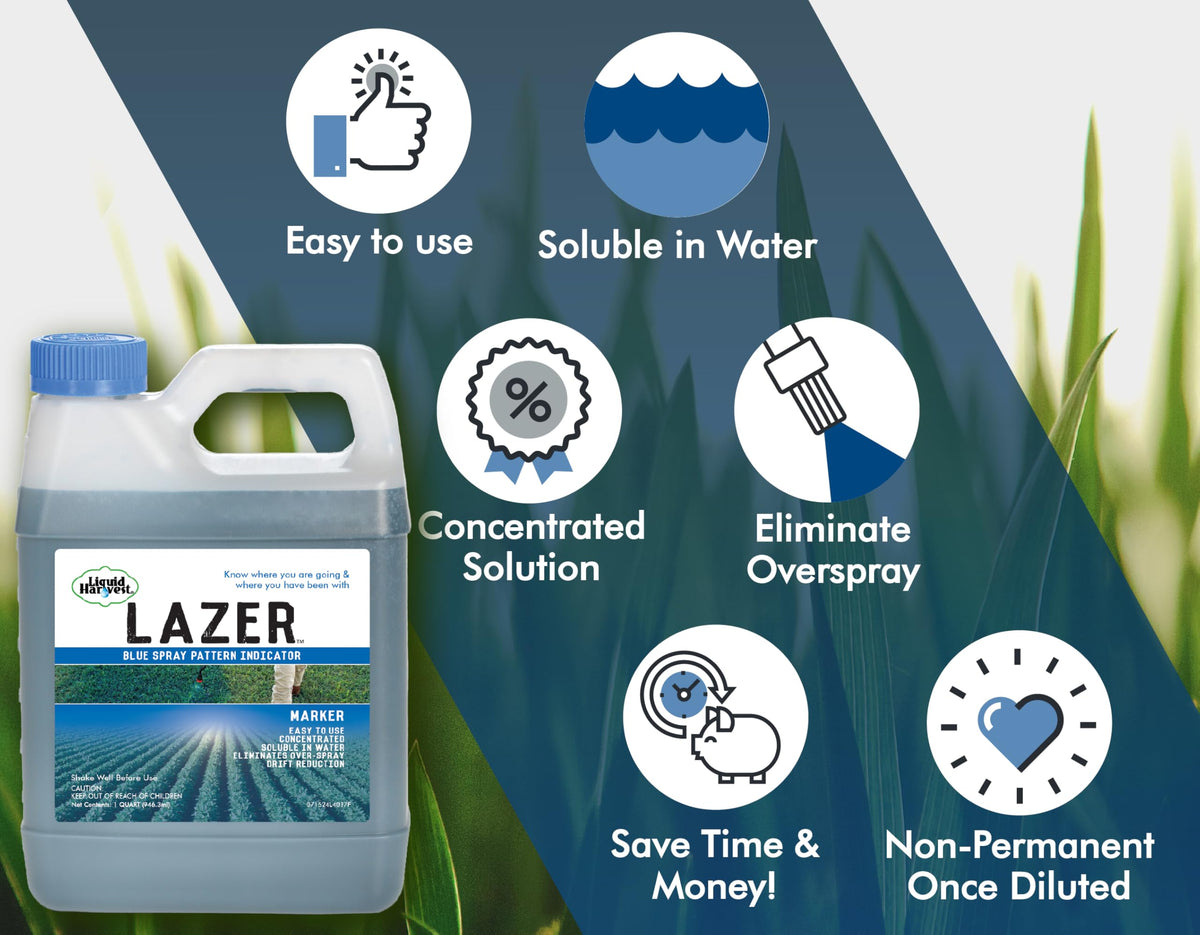 Liquid Harvest Lazer Blue weed marking helps target unwanted growth safely.